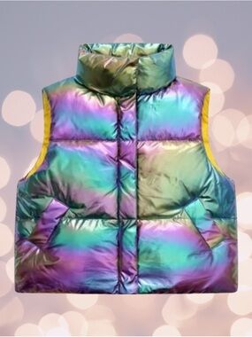 ☃️NWT, Girls Purple Rainbow Puffer Vest- Girls XXL
